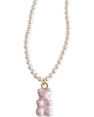 POPORCELAIN Sweet Porcelain Gummy Bear Swarovski Pearl Necklace - Metallic