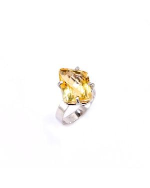 Mineralgems•Studio Citrine Quartz Ring - Metallic