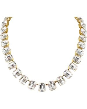 Laura Gray Diamond Crystal Square Cut Necklace - Metallic