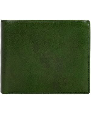 Time Resistance Leather Bifold Wallet - Green