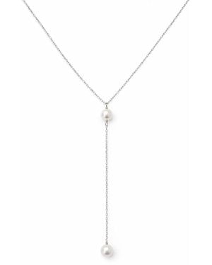 Pearl Code Premium Necklace With Two Natural Round Pearls - White