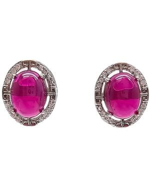 Farra Agate Oval Shaped Earrings - Pink