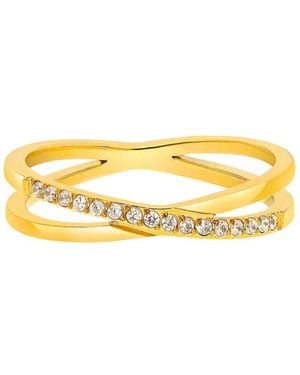 Mickey's Girl Criss Cross Pave Waterproof Ring - Yellow