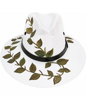 Bella Soul Botanical Painted Jute Hat - Metallic