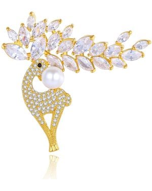 Classicharms Pavé & Pearl Reindeer Multi Way Brooch Pendant - Metallic