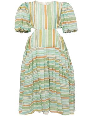 We Are Kindred Kamil Puff Sleeve Midi Dress- Lime - Green