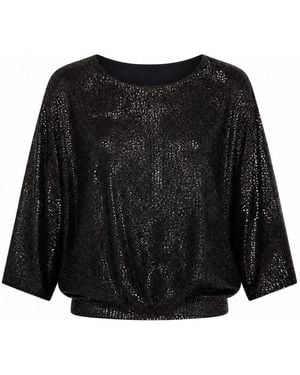 Yumi' All Over Sequin Batwing Top - Black