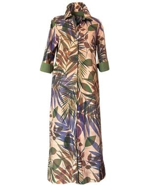 Perlavera Nico Palm Sephia Maxi Missy Fit Dress - Multicolor