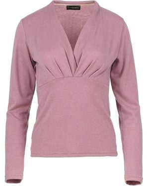 Conquista Pink Mélange V Neck Knit Top