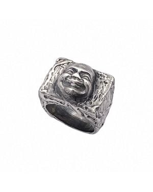 Moca Jewellery Buddha Signet Ring - Grey