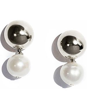 Biko Jewellery Pearl Dot Studs - White