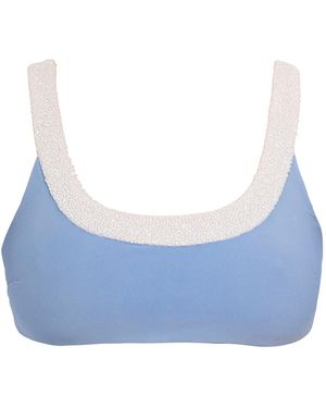 Self-Adore Zenya Hand-Beaded Embellished Bikini Top - Blue