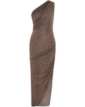 Pcfg Leopard Asymmetric Backless Dress - Brown