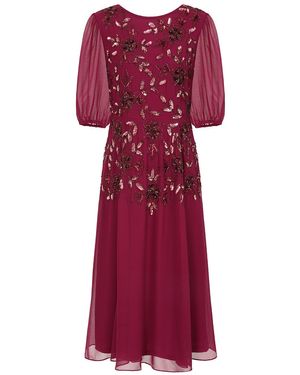 Frock and Frill Amora Berry Embellished Midi Dress - Red