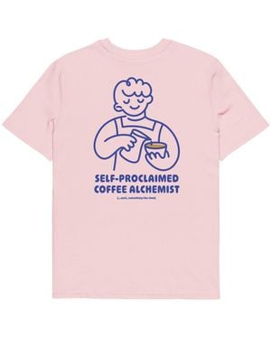 Anchor and Crew Cotton Gustatory Coffee Alchemist Organic Cotton Embroidered T-Shirt - Pink