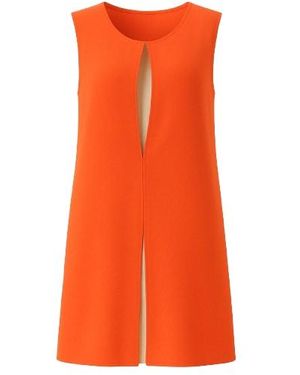Conquista Inverse Pleat Detail Shift Dress - Orange