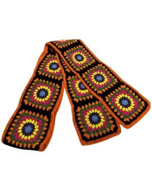 Ana Chic Sunburst Granny Square Handmade Crochet Scarf - Orange