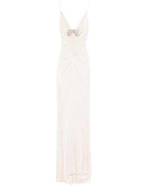 Nissa Neutrals Backless Jersey Maxi Dress - White