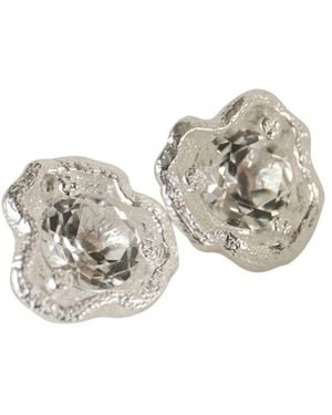 Claire Hill Designs Topaz Lichen Stud Earrings - White