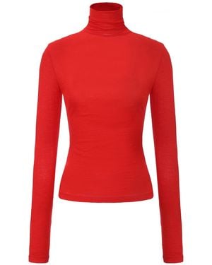 FRONT ROW SHOP Open-Back Wool Jersey Top - Red