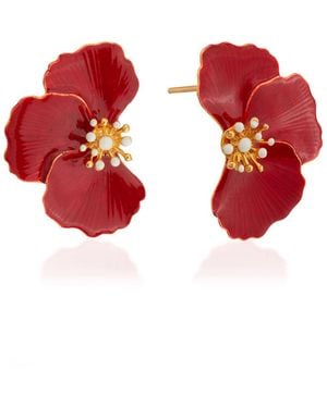 Milou Jewelry Poppy Flower Earrings - Red