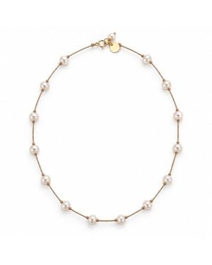 Lalinde Neutrals Floating Pearl Choker - Metallic