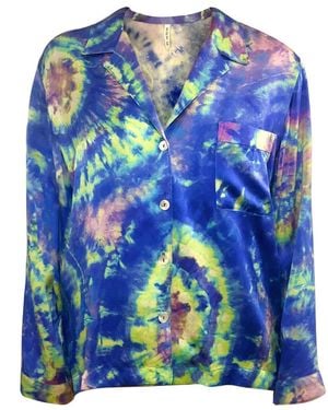 Roy G. Aura Tie Dye Silk Pajama Top - Blue
