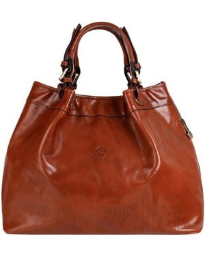 Time Resistance Cognac Leather Tote Bag For - Brown