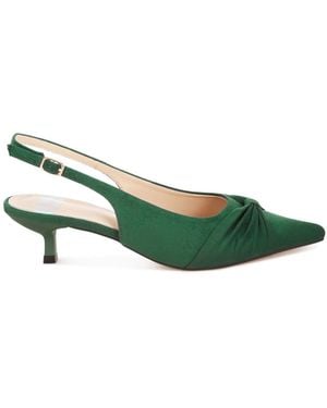 Rag & Co Salvia Ruched Pointed Toe Slingback Heels - Green