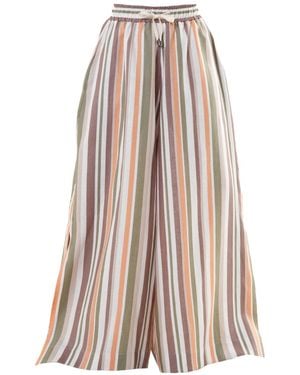 Metamorph Colourful Striped Linen Trousers - Pink