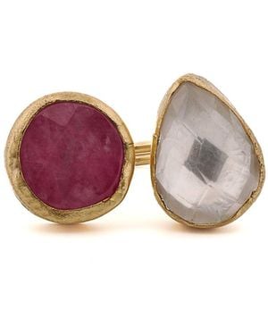 Ebru Jewelry Double Gemstone Ruby & Quartz Ring - Pink