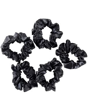 Soft Strokes Silk Pure Mulberry Silk Regular Scrunchie Set Of Five - Blue