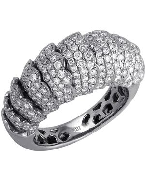 Artisan 18K Pave Diamond Dome Band Ring - Metallic