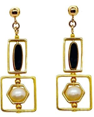 Aracheli Studio Square Art Deco Pearls Earrings - Metallic