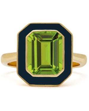 Augustine Jewels Peridot And Enamel Cocktail Ring - Green