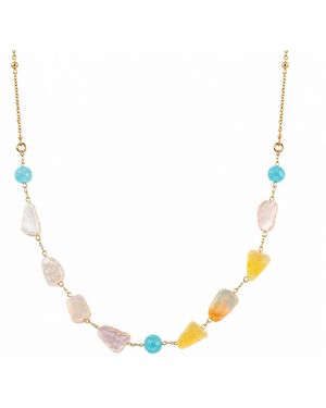 Ormiro Seabreeze Shell & Amazonite Necklace - Metallic