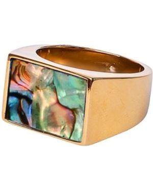 Middle Finger Abalone Stone Signet - White