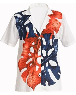 Lalipop Design Stylised Floral Print Shirt - Blue