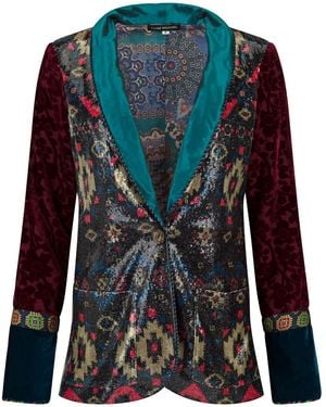 Boutique Kaotique Sequin And Velvet Blazer - Blue