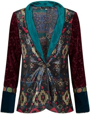 Boutique Kaotique Sequin And Velvet Blazer - Blue