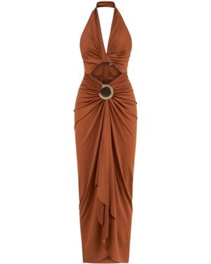 Nocturne Window Detail Maxi Dress - Brown