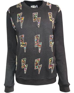 Any Old Iron Beaded Electric Lightning Sweatshirt - Black