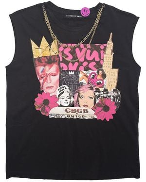 Circular Path X Love Tara Sleeveless Necklace T-Shirt - Black
