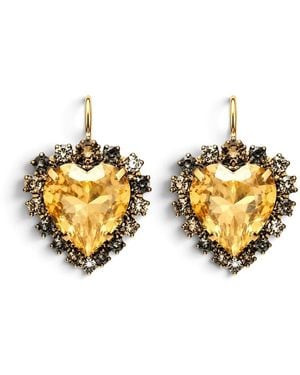 Vstyle Amore Swarovski Golden Heart Earrings - Metallic