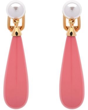 Emma Holland Jewellery Coral & Pearl Teardrop Clip Earrings - Pink