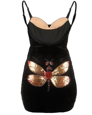 Marteya Leto Sequin & Beaded Velvet Mini Dress - Black