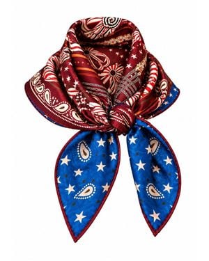 Luella Fashion Silk Viscose Scarf Printed Patterns - Blue