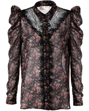 AGGI by HALEWSKI Chiffon Shirt Cunegonde Caviar - Black