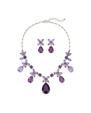 Modenaire Elegant Crystal Necklace And Earrings Set - White