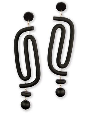 By Chavelli Labyrinth Dangly Statement Earrings - Black